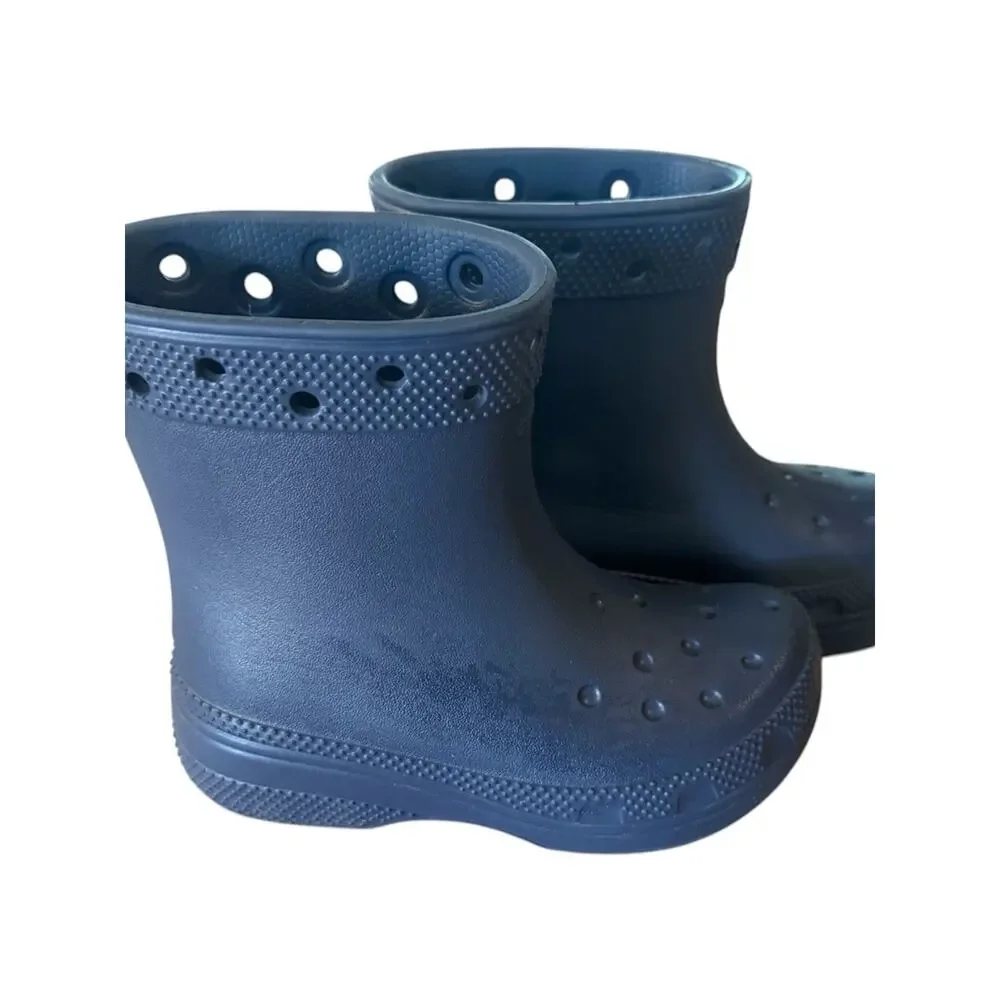 Crocs Unisex-Child Classic Rain Boots Navy Blue Youth Size 12 Waterproof
